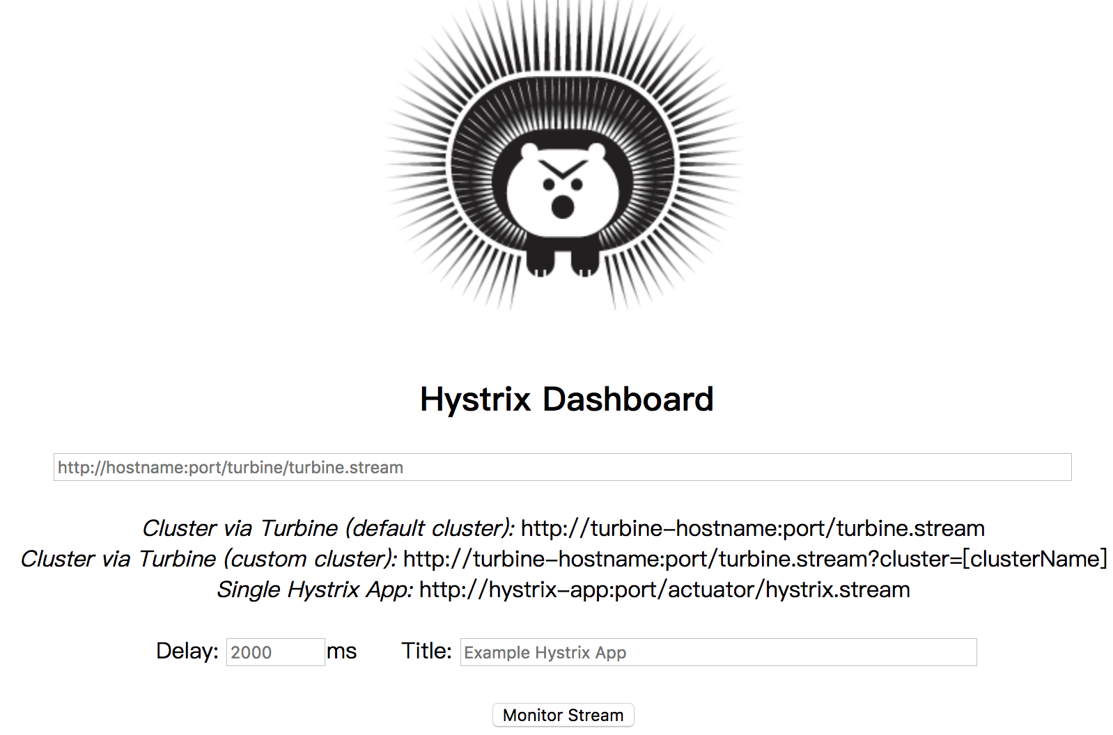 Hystrix Dashboard首页